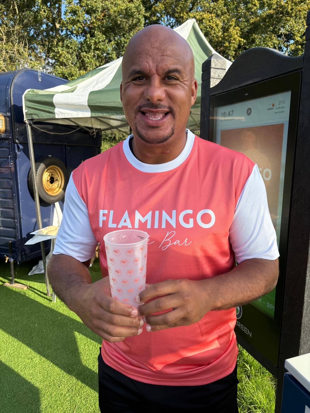 Branded event cups stacked for festivals