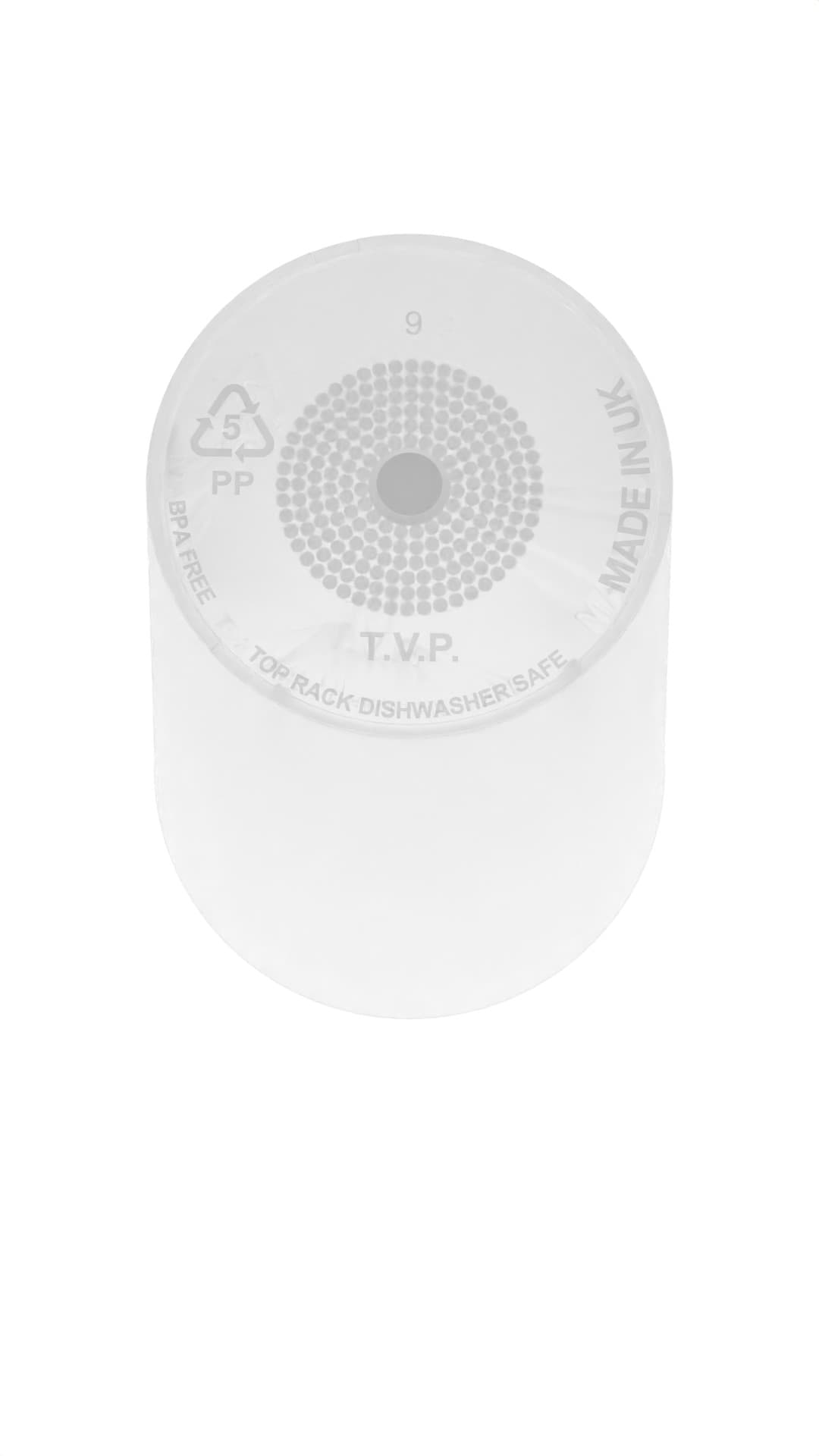 Close-up of cup bottom showing manufacturer mark