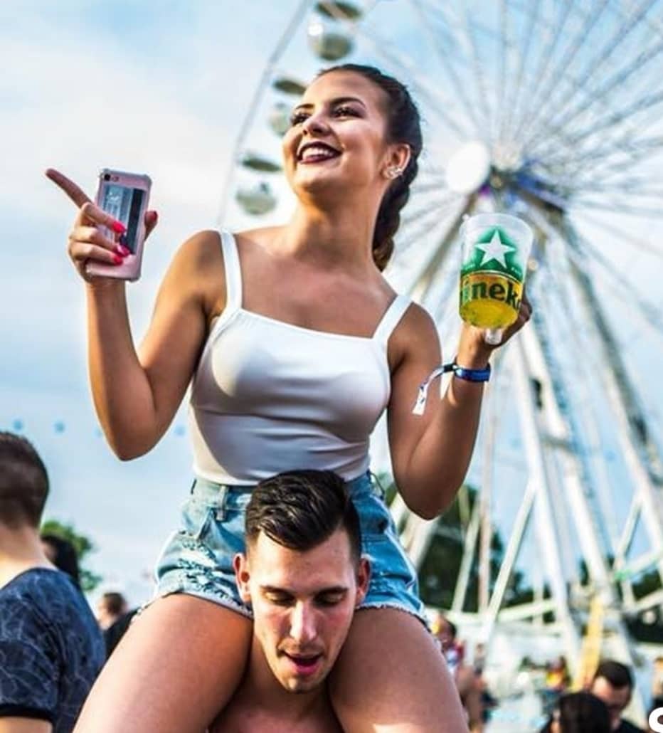 Printed eco cups at a sustainable outdoor event